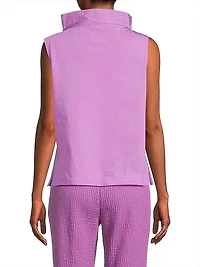 Taffeta Funnel-Neck Top