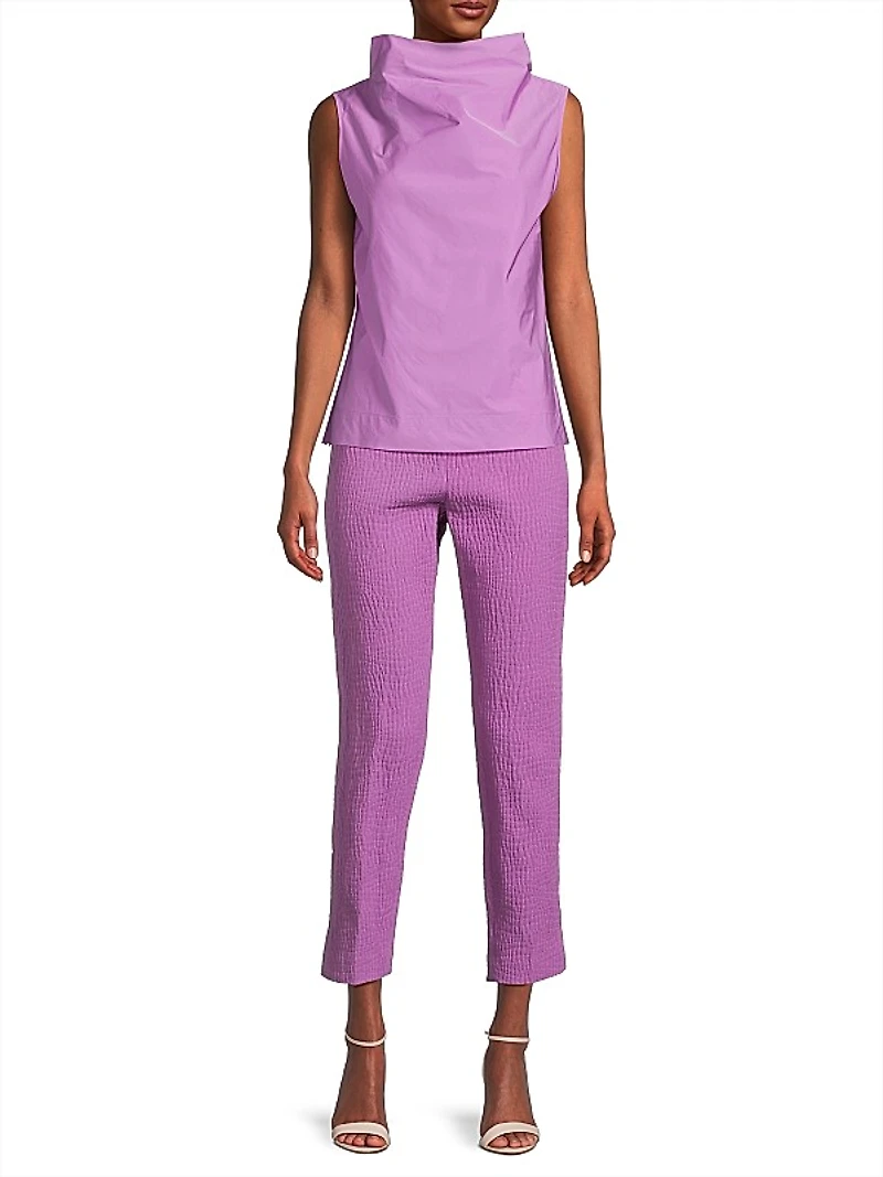 Taffeta Funnel-Neck Top