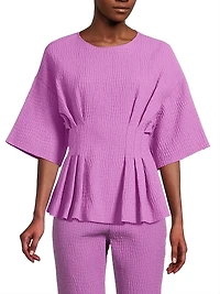 Crinkle Pleated Cotton Top