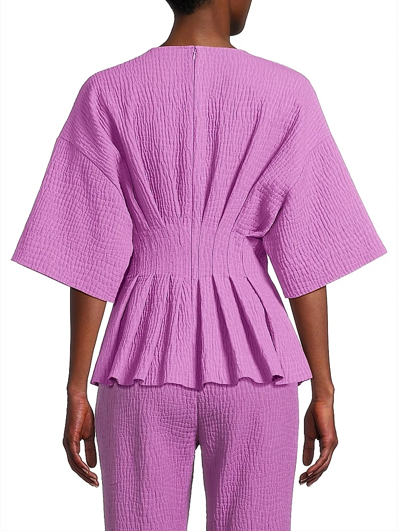 Crinkle Pleated Cotton Top