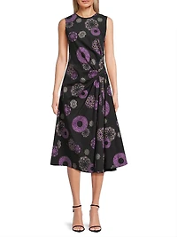 Ikiagi Geometric Cotton-Silk Sleeveless Midi-Dress