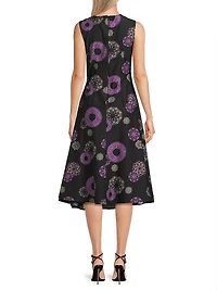 Ikiagi Geometric Cotton-Silk Sleeveless Midi-Dress