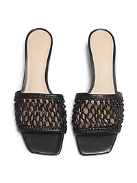 55M Woven Leather Mules