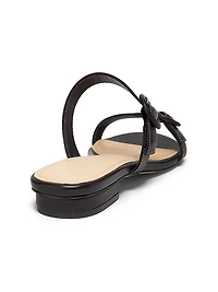 Double Buckle Leather Flat Sandals