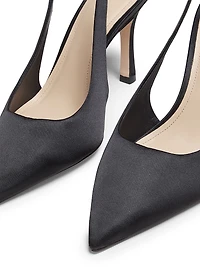 Crystal Buckle 90MM Satin Slingback Pumps