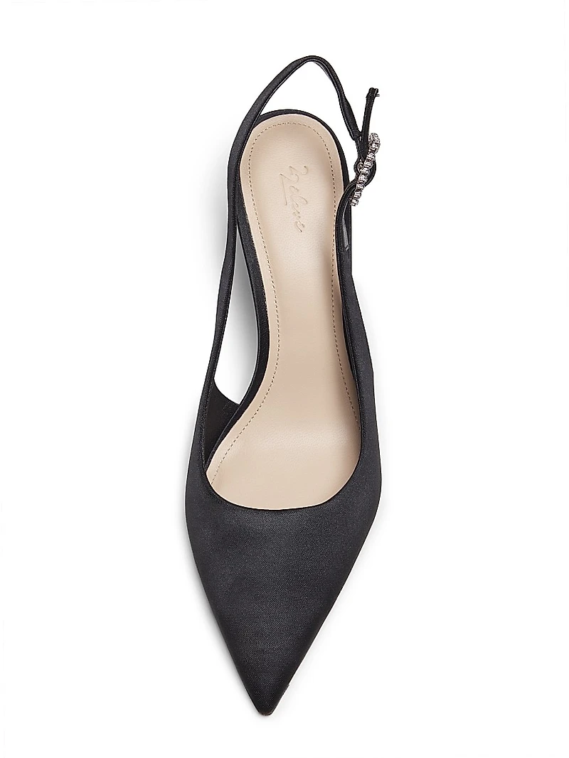 Crystal Buckle 90MM Satin Slingback Pumps
