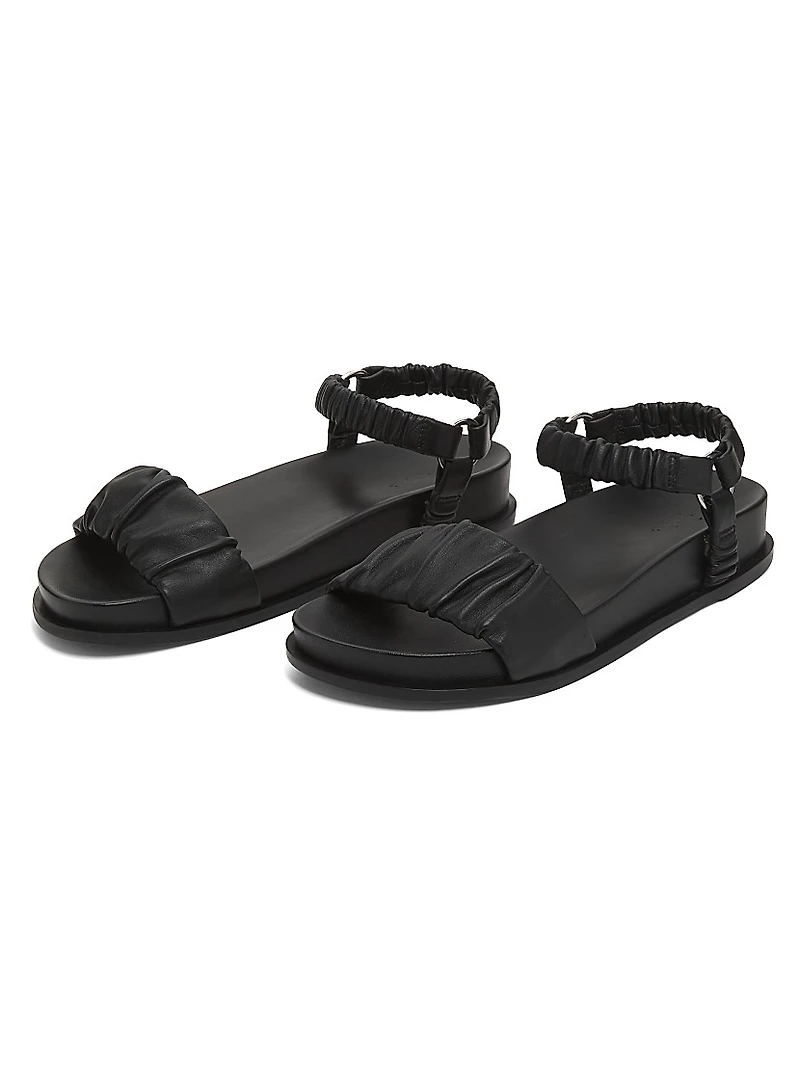 Ruched Leather Sport Sandals