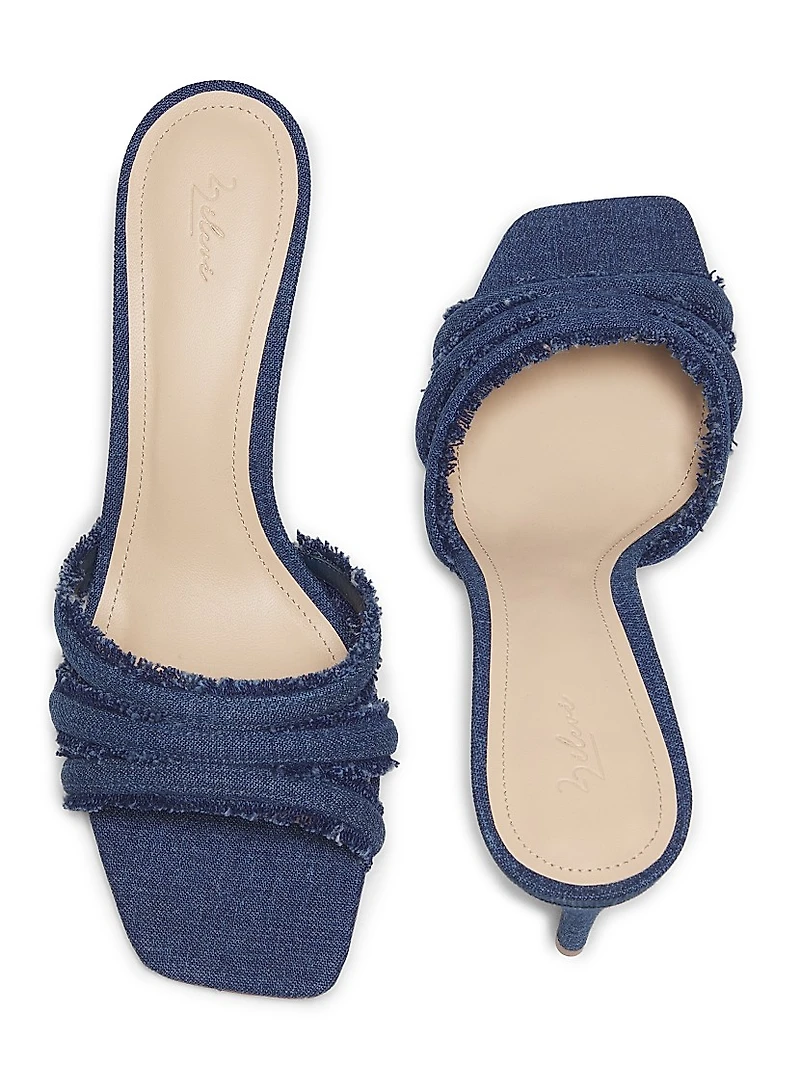 Three Band Frayed Mule 70MM Denim Sandals