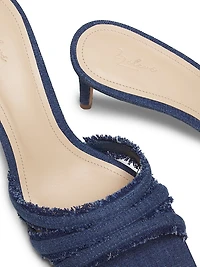 Three Band Frayed Mule 70MM Denim Sandals