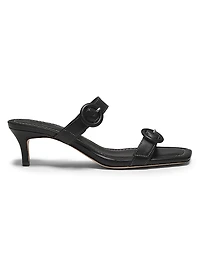 Double Buckle Leather 53MM Kitten Heel Sandals