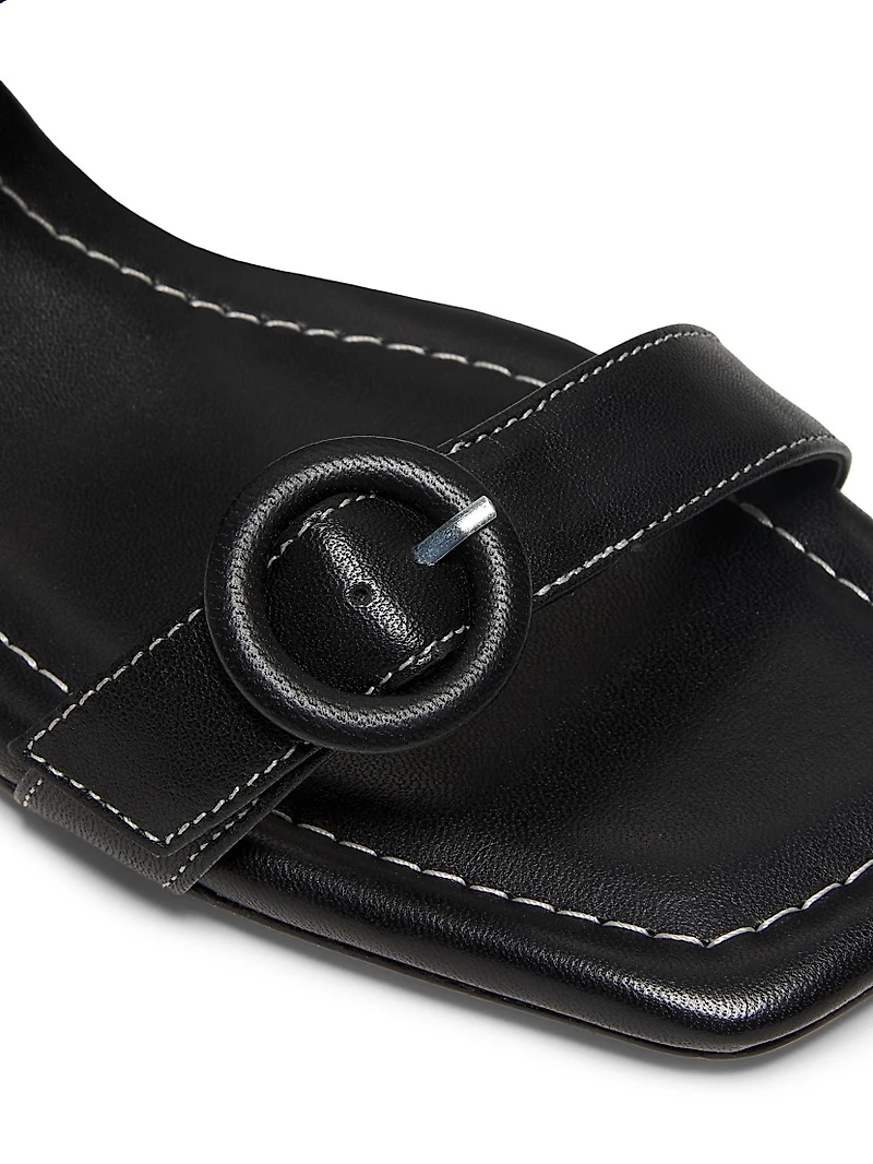 Double Buckle Leather 53MM Kitten Heel Sandals