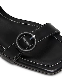 Double Buckle Leather 53MM Kitten Heel Sandals
