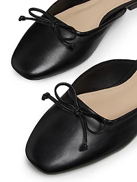 Bow-Embellished Leather Ballet Mules