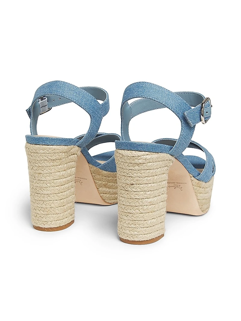 Denim Platform Espadrille Sandals