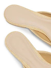 Bow-Embellished Raffia Ballet Mules