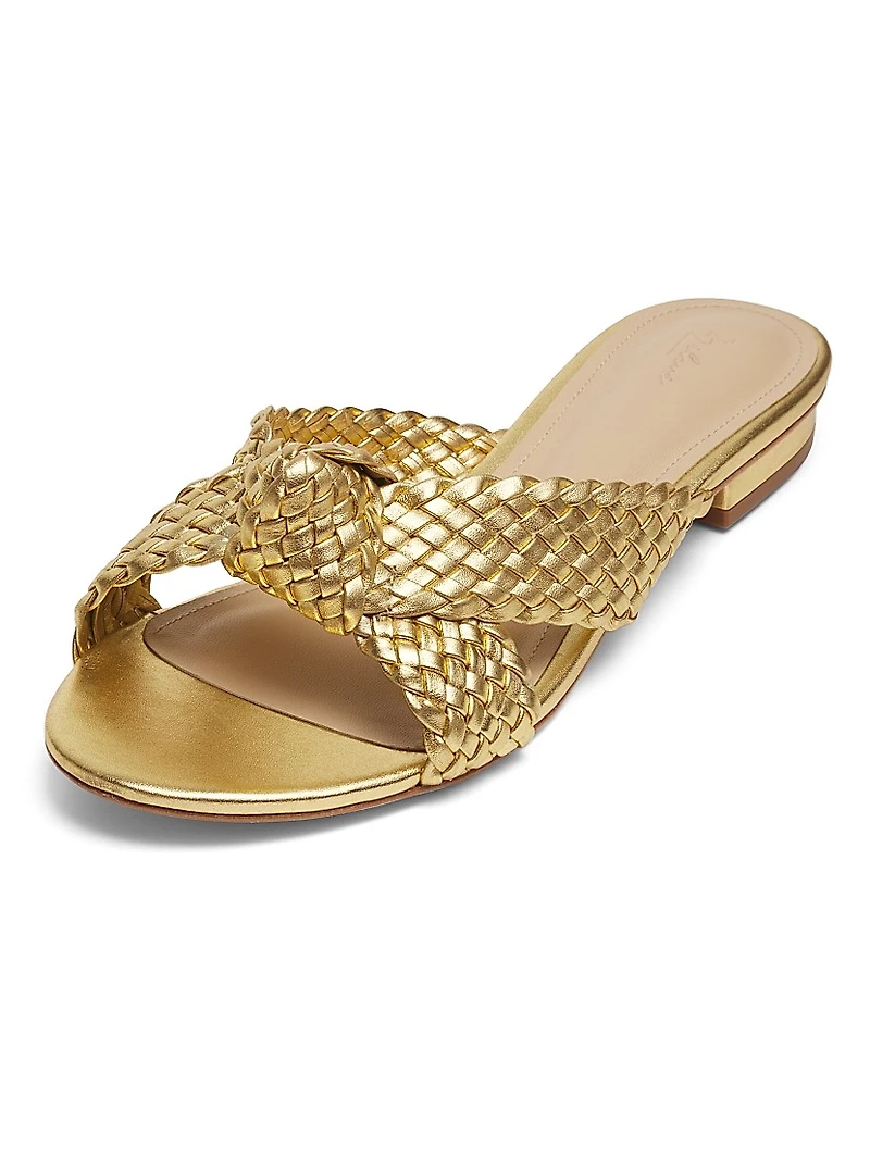 Braided Knot Metallic Leather Sandals