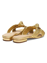 Braided Knot Metallic Leather Sandals