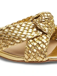 Braided Knot Metallic Leather Sandals