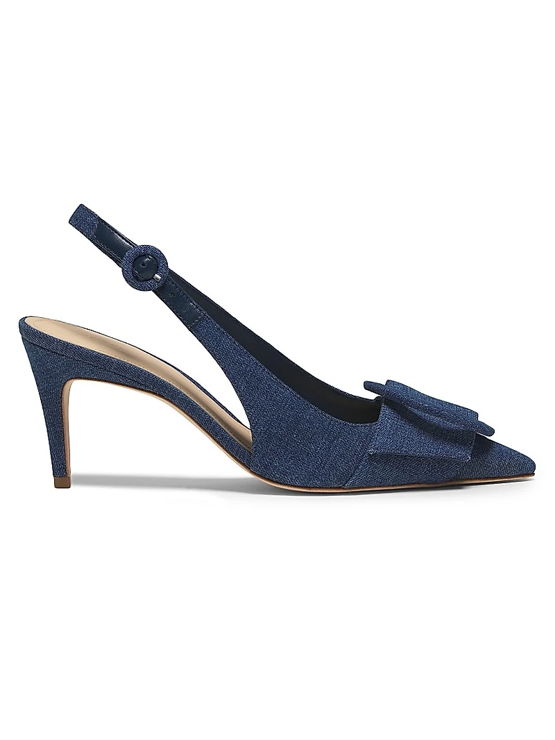 75MM Buckle-Accented Denim Pumps