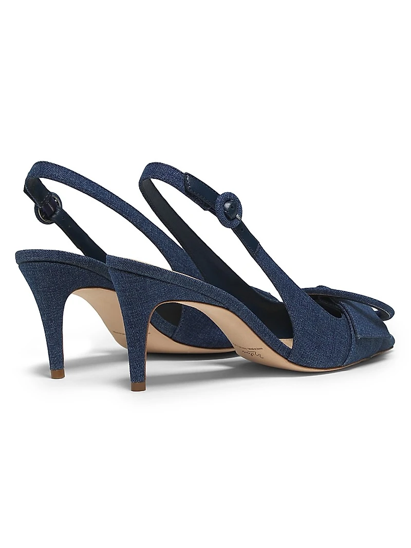 75MM Buckle-Accented Denim Pumps