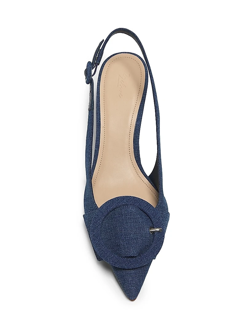 75MM Buckle-Accented Denim Pumps