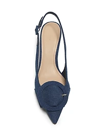 75MM Buckle-Accented Denim Pumps
