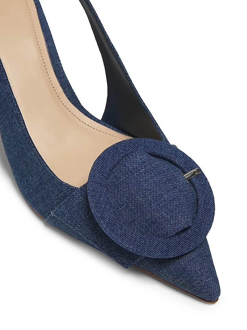 75MM Buckle-Accented Denim Pumps