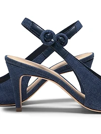 75MM Buckle-Accented Denim Pumps