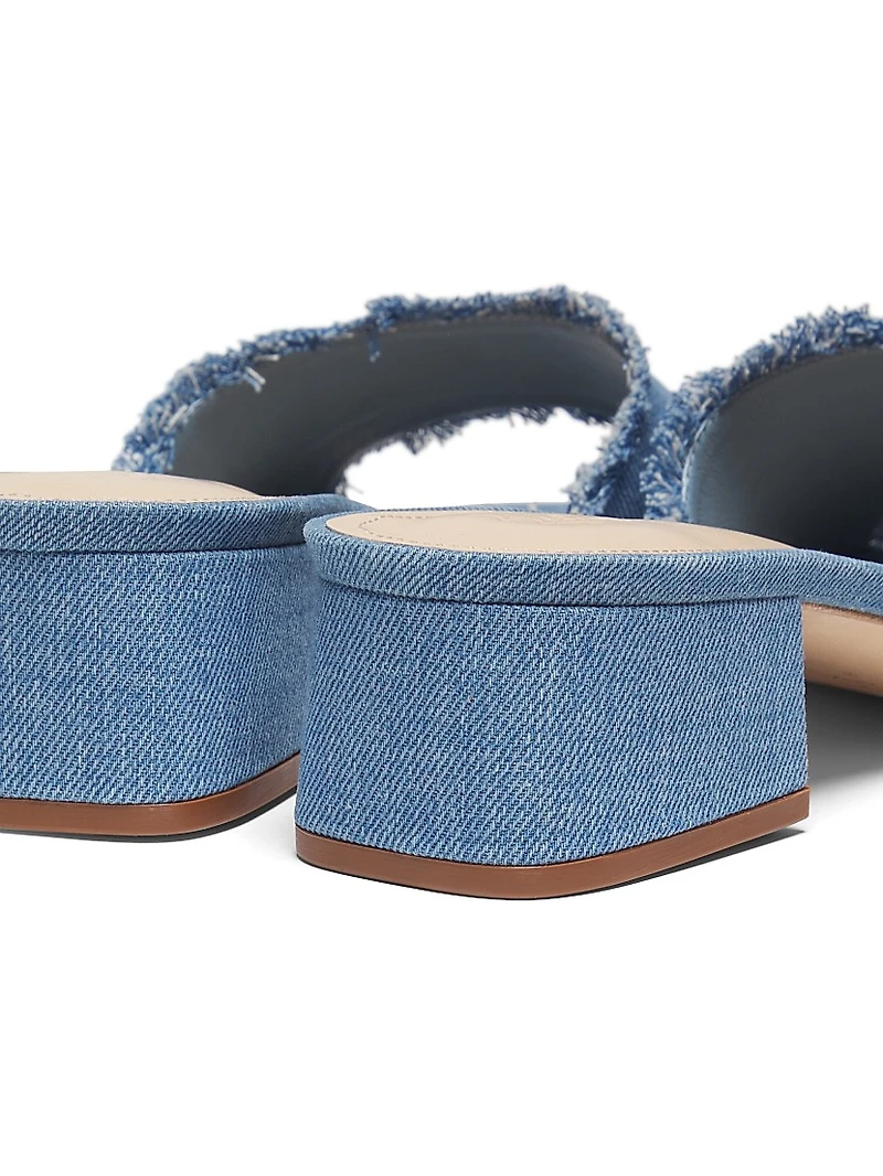 Frayed Edge 40MM Denim Slip On Sandals
