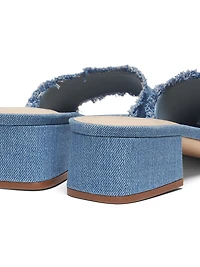 Frayed Edge 40MM Denim Slip On Sandals