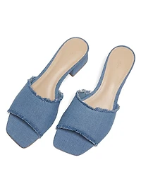 Frayed Edge 40MM Denim Slip On Sandals