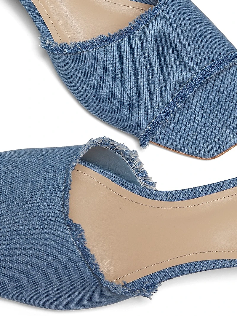 Frayed Edge 40MM Denim Slip On Sandals