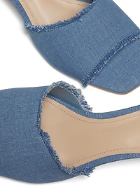 Frayed Edge 40MM Denim Slip On Sandals
