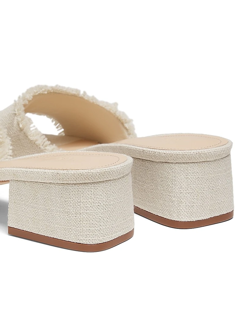 40MM Frayed Linen Block-Heel Sandals