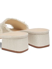 40MM Frayed Linen Block-Heel Sandals