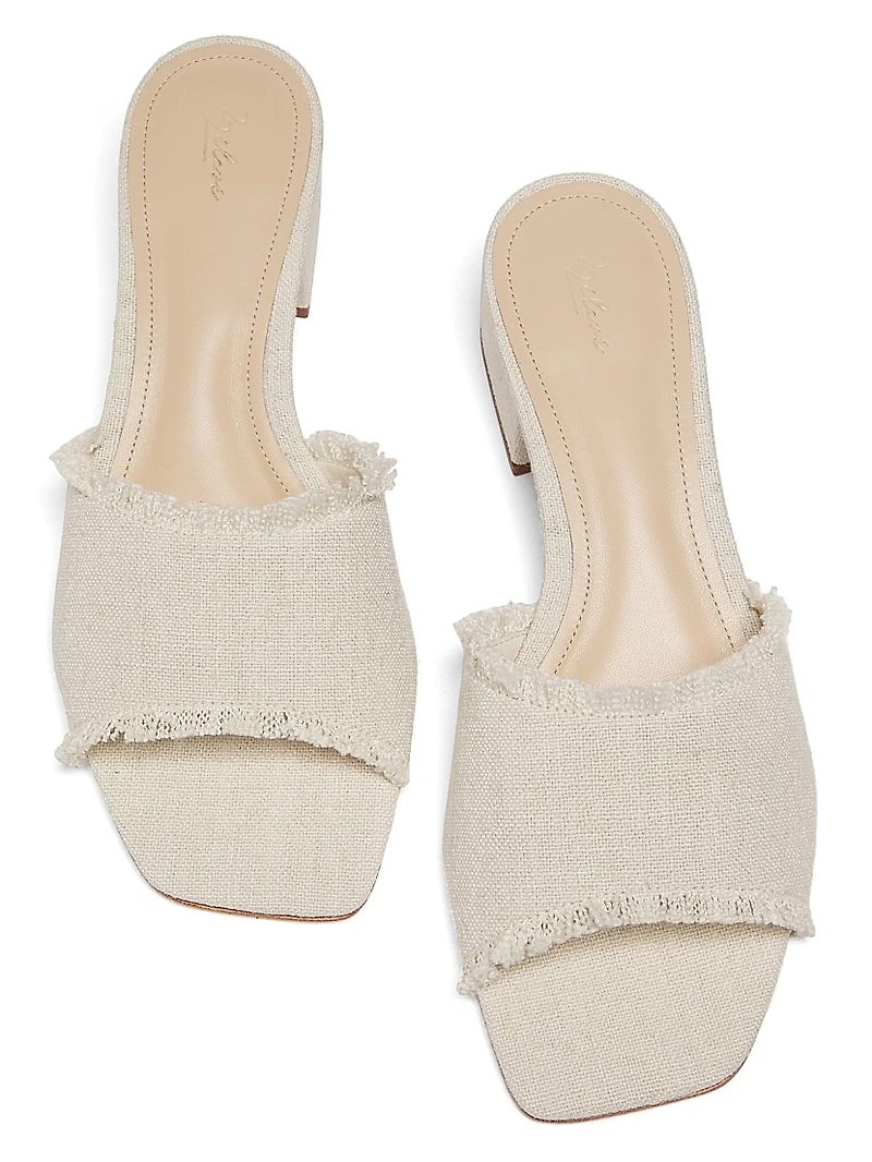 40MM Frayed Linen Block-Heel Sandals