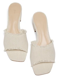 40MM Frayed Linen Block-Heel Sandals