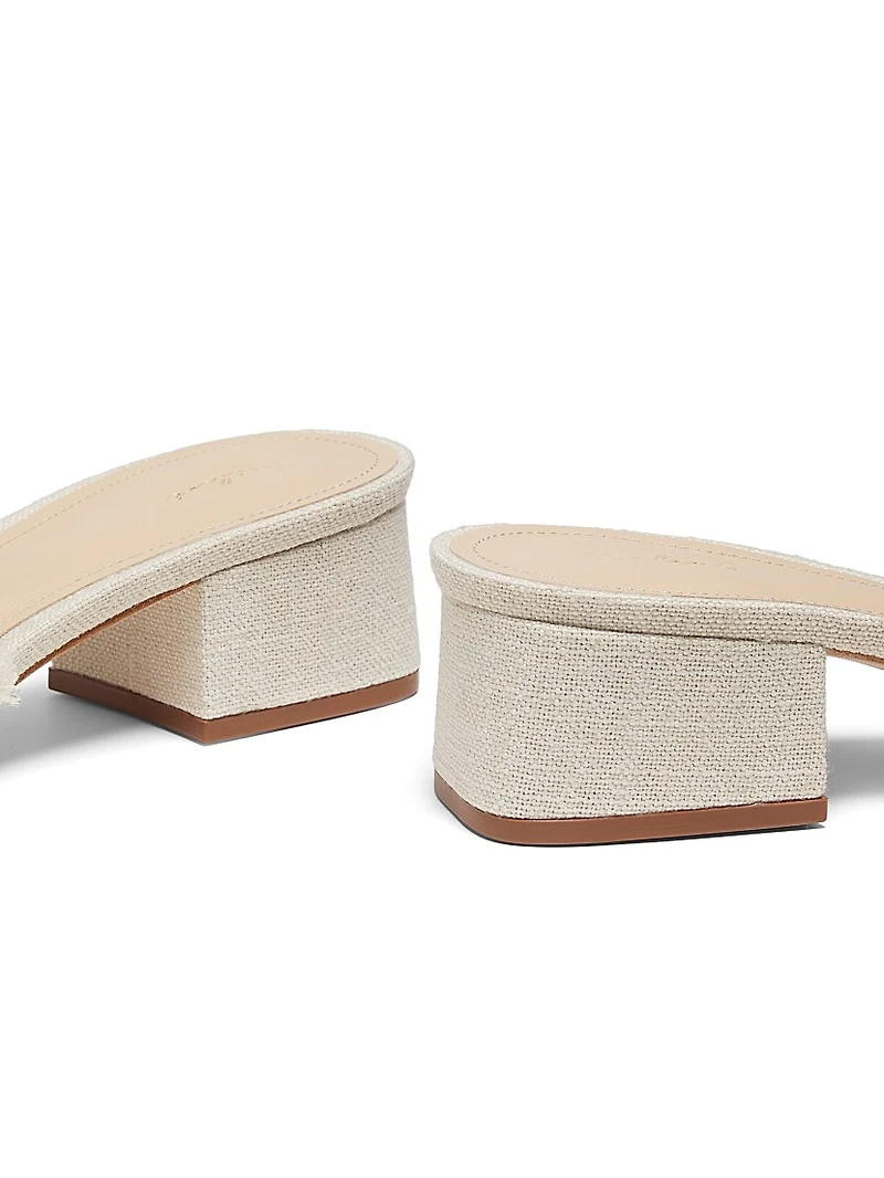 40MM Frayed Linen Block-Heel Sandals