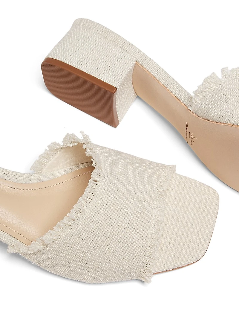 40MM Frayed Linen Block-Heel Sandals
