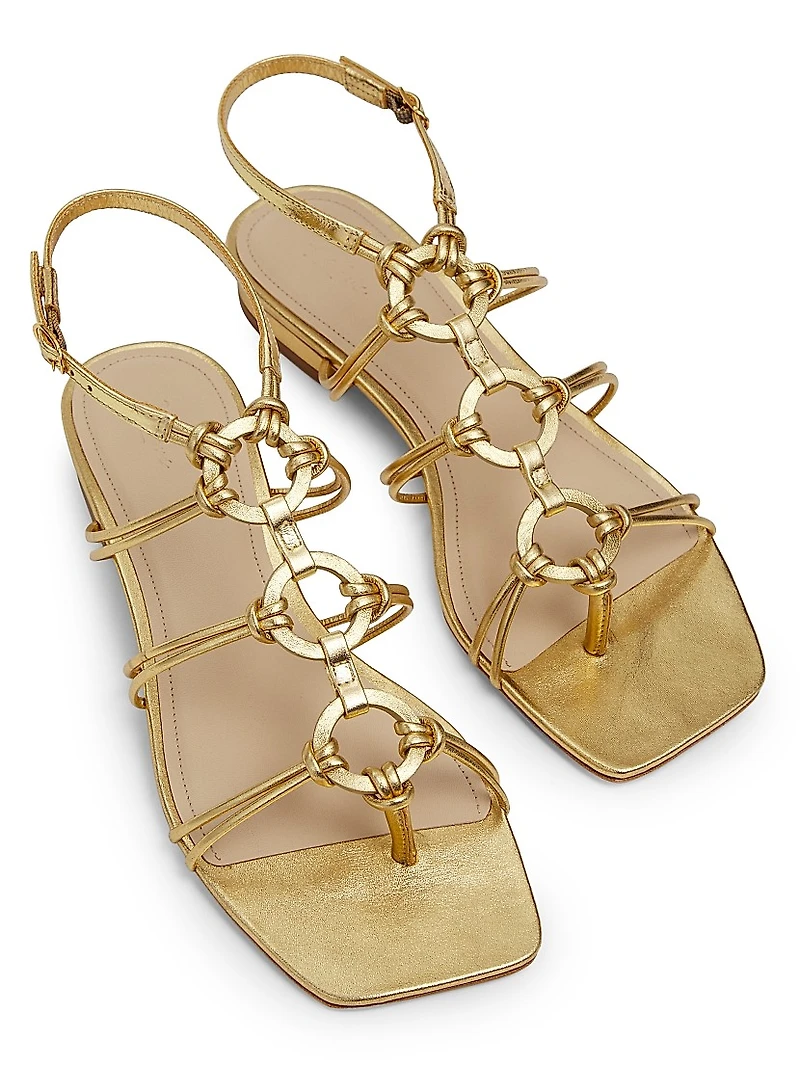 Strappy Gladiator Metallic Leather Sandals