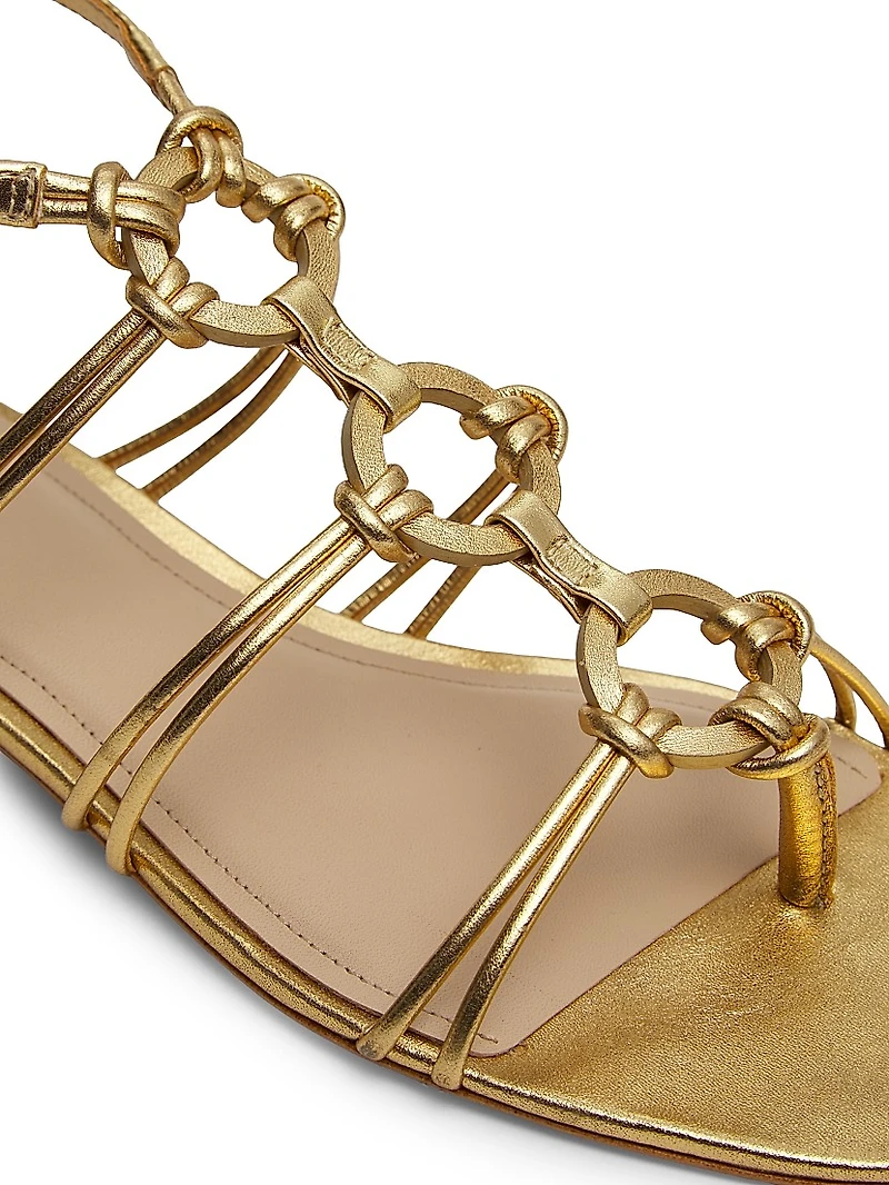 Strappy Gladiator Metallic Leather Sandals
