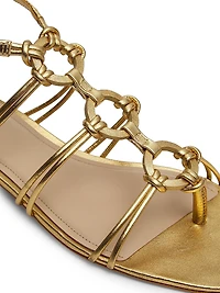 Strappy Gladiator Metallic Leather Sandals