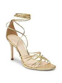 Ankle Wrap 90MM Metallic Leather High Heel Sandals