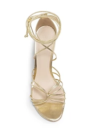 Ankle Wrap 90MM Metallic Leather High Heel Sandals