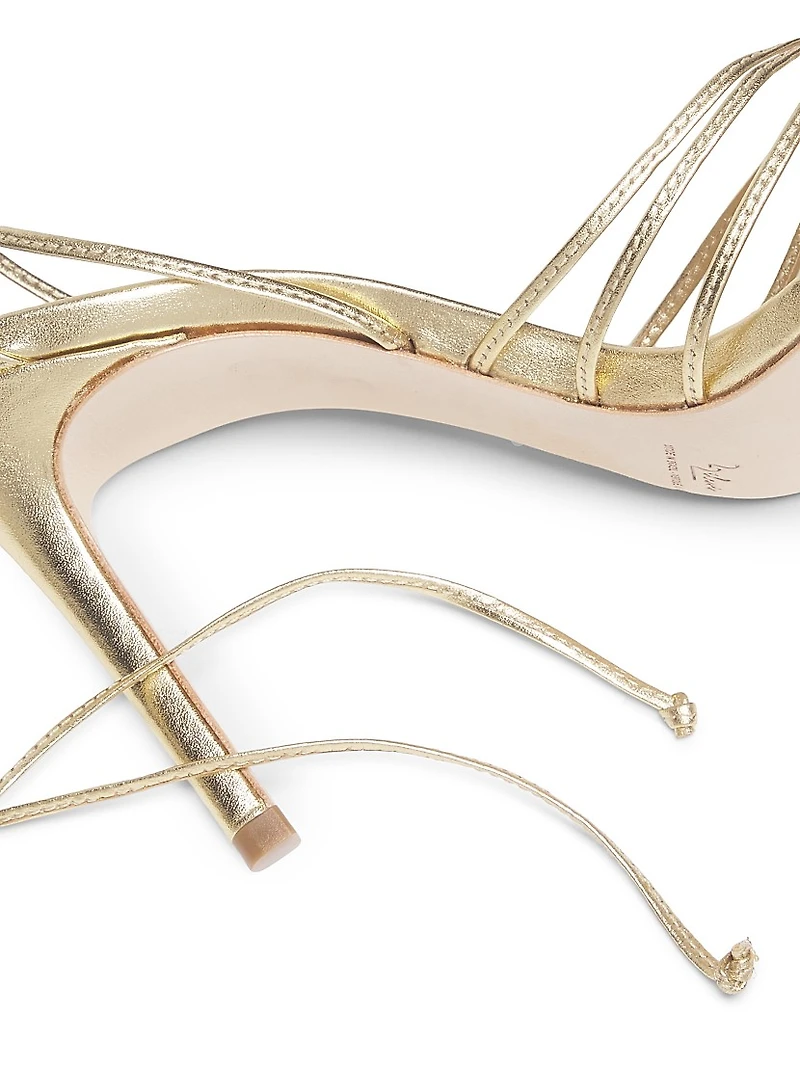 Ankle Wrap 90MM Metallic Leather High Heel Sandals