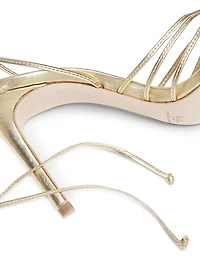 Ankle Wrap 90MM Metallic Leather High Heel Sandals