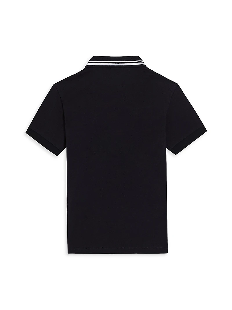 Little Boy's & Logo Striped-Trim Polo Shirt