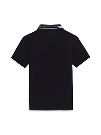 Little Boy's & Logo Striped-Trim Polo Shirt