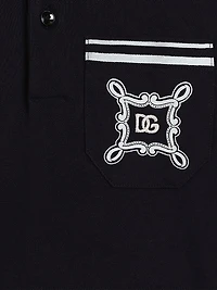 Little Boy's & Logo Striped-Trim Polo Shirt