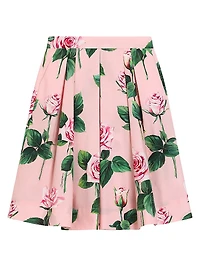 Little Girl's & Rose Print Midi-Skirt